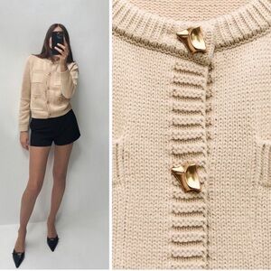 Zara Cream Cardigan with Gold Buttons